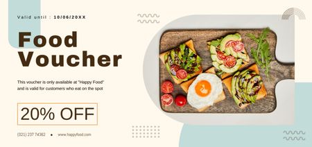 Food Voucher with Healthy Sandwiches Coupon Din Large Design Template