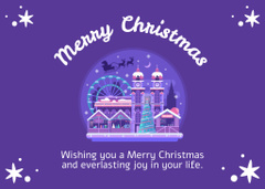 Bright Christmas Wishes with Winter Town in Violet