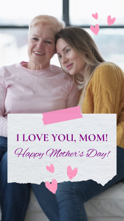 Love Words And Congrats On Mother's Day With Hearts TikTok Video Design Template