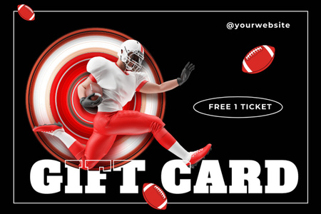 Free Ticket to Football Match Black and Red Gift Certificate Design Template