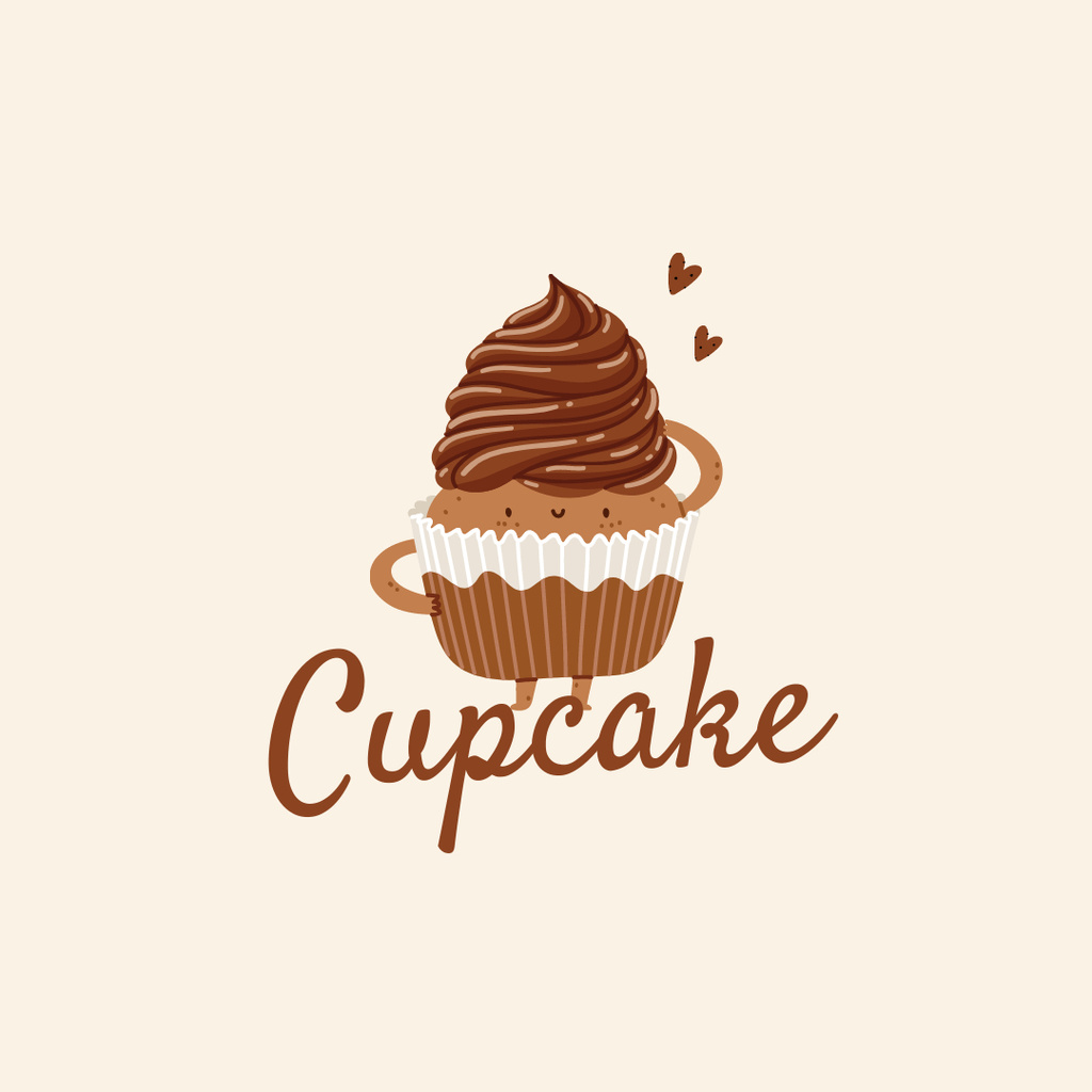 Cupcakes Ad on Beige Logo 1080x1080px Design Template