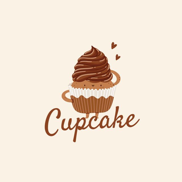 Template di design Cupcakes Ad on Beige Logo 1080x1080px