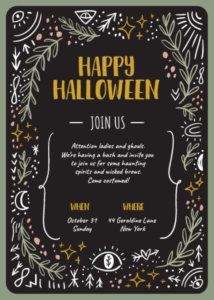 Halloween Greeting With Ornament In Black Invitation – шаблон для дизайну