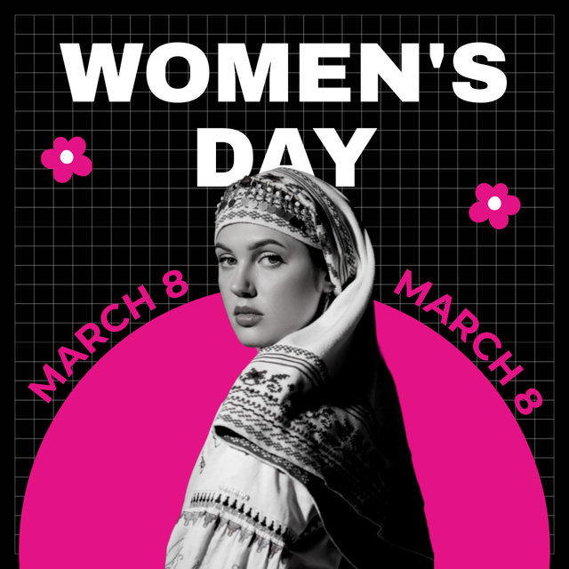 Woman in National Outfit on International Women's Day Instagram Design Template