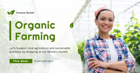 Plantilla de diseño de Agricultura orgánica con joven agricultora Facebook AD 
