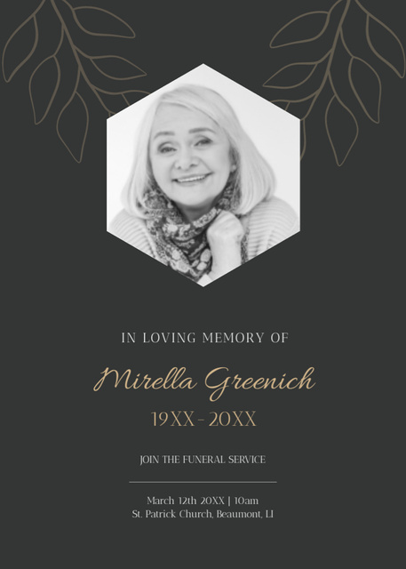 Sympathy Words About Loss Of Senior Woman Postcard 5x7in Vertical Design Template