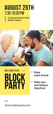 Friends at Block Party with Guitar Flyer DIN Large Design Template