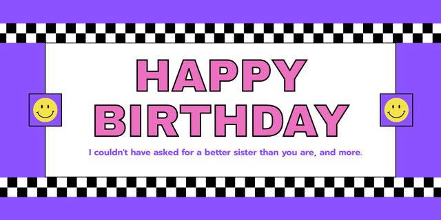 Designvorlage Happy Birthday Text on Simple Purple Background für Twitter