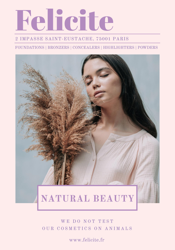 Natural cosmetics advertisement with Tender Woman Poster 28x40in Design Template