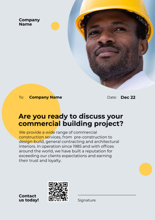Commercial Construction Services Letterhead tervezősablon