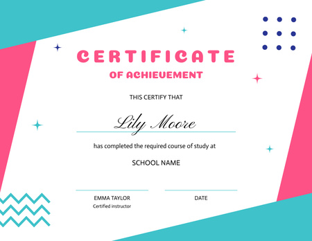 Award Achievement in Required Course Certificate Modelo de Design