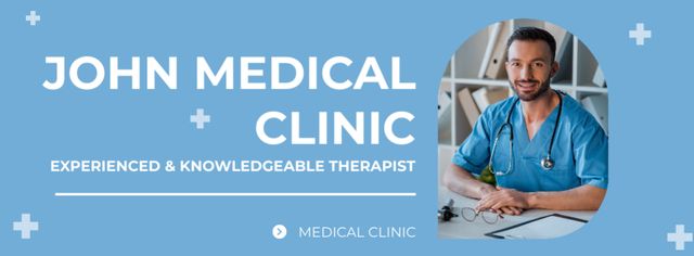 Plantilla de diseño de Medical Center Ad with Doctor on Workplace Facebook cover 
