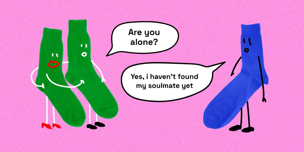 Funny illustration about Sock that is looking for Soulmate Twitter Design Template