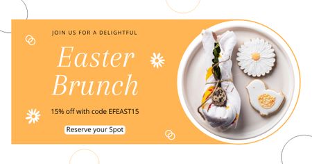 Template di design Annuncio del brunch di Pasqua con dessert dolce sul piatto Facebook AD