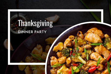 Platilla de diseño Roasted Turkey for Thanksgiving Dinner Party Flyer 4x6in Horizontal