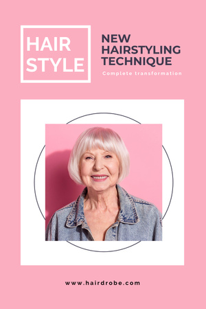 Beauty Ad with Attractive Elder Woman Pinterest Modelo de Design