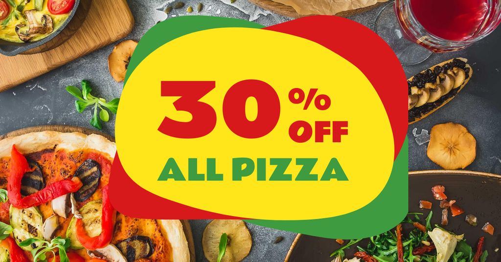 Delicious Pizza Discount Offer Facebook AD Design Template