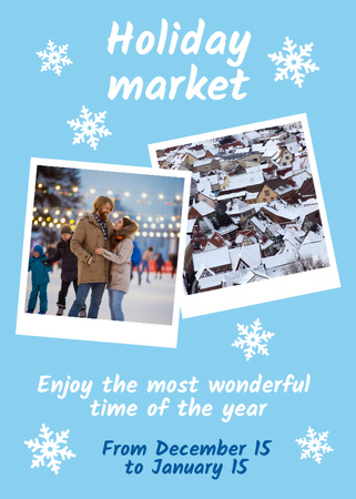 Winter Holiday Market Invitation Flayer Design Template