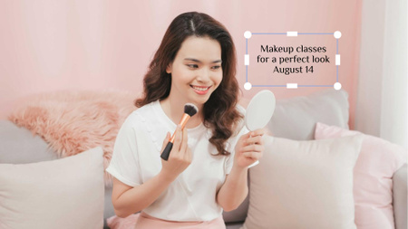 Platilla de diseño Beautiful Woman applying Makeup FB event cover