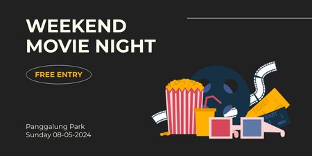 Weekend Movie Night Ad Twitter Design Template