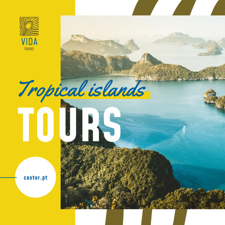 Приглашение на тропический тур с видом на море и острова Instagram – шаблон для дизайна