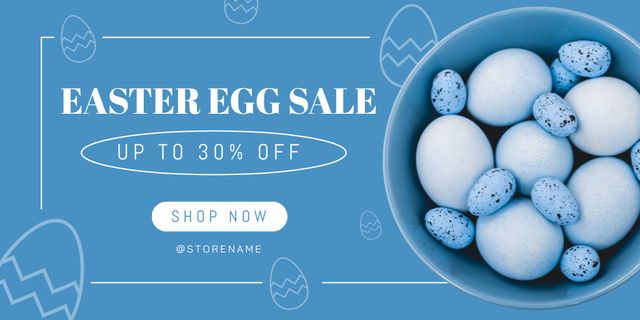 Easter Egg Sale Announcement on Blue Twitter Design Template