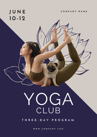 Lotus Yoga Club Offering Summer Program Poster A3デザインテンプレート