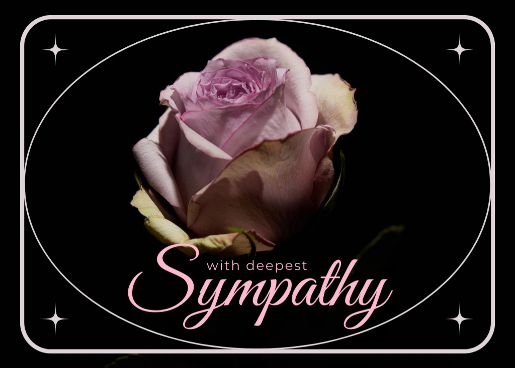 Deepest Sympathy Text with Rose Postcard 5x7in Design Template