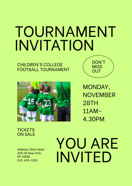 Designvorlage Kids' Football Tournament Announcement für Poster