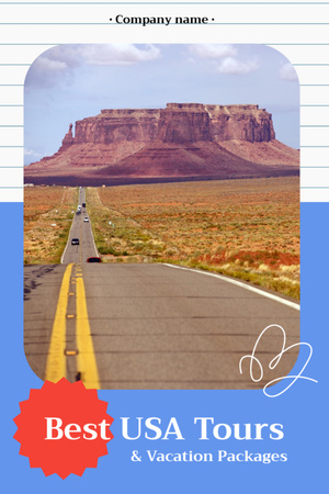 Matkailu USA:ssa Postcard 4x6in Vertical Design Template