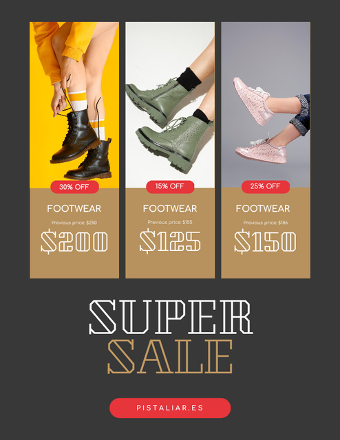 Template di design Fashion Collection Ad with Woman in Stylish Shoes Poster 8.5x11in