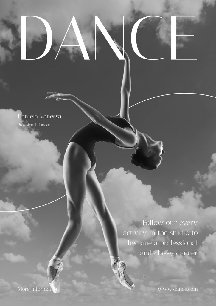 Designvorlage Flexible Professional Dancer in Pointe Shoes für Poster A3