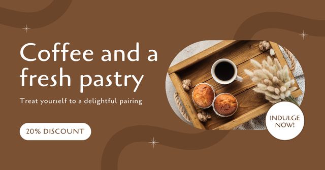 Awesome Pairing Of Coffee And Fresh Cupcakes With Discounts Facebook AD Design Template