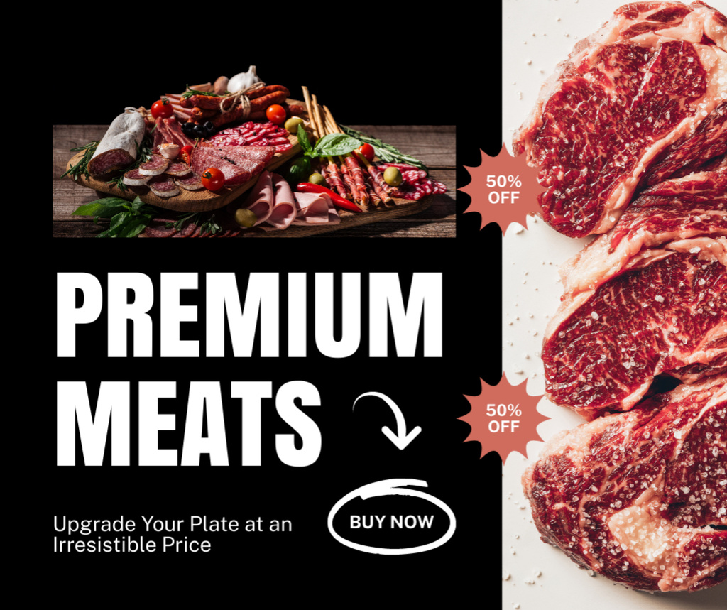 Plantilla de diseño de Premium Meat Products Facebook 
