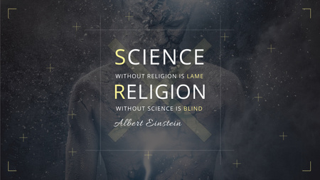 Plantilla de diseño de Cita de ciencia y religión con imagen humana Title 1680x945px 
