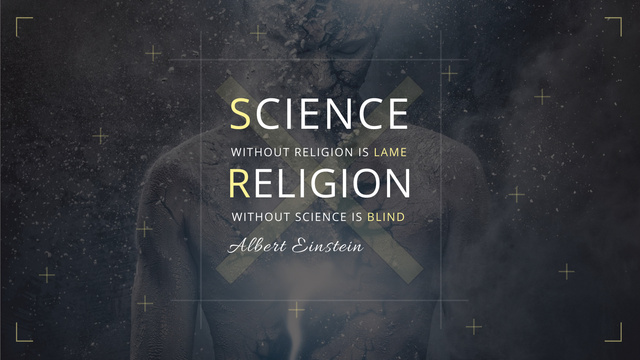 Science and Religion Quote with Human Image Title 1680x945px Šablona návrhu