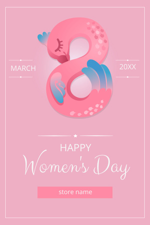 International Women's Day Greeting with Creative Illustration Pinterest Design Template