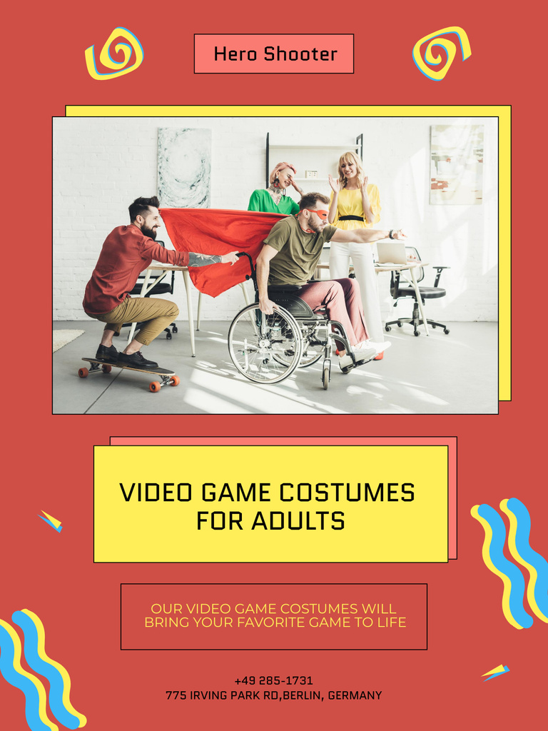 Plantilla de diseño de Video Game Costumes Sale Offer Poster US 