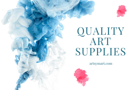 Special Art Supplies Sale Offer with Blue Paint Flyer 4x6in Horizontal Modelo de Design