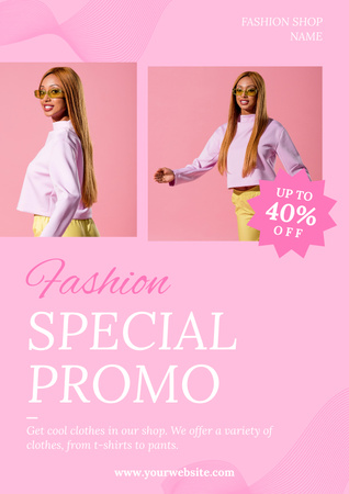 Platilla de diseño Pink Clothes Collection Discounts And Clearance Offer Poster