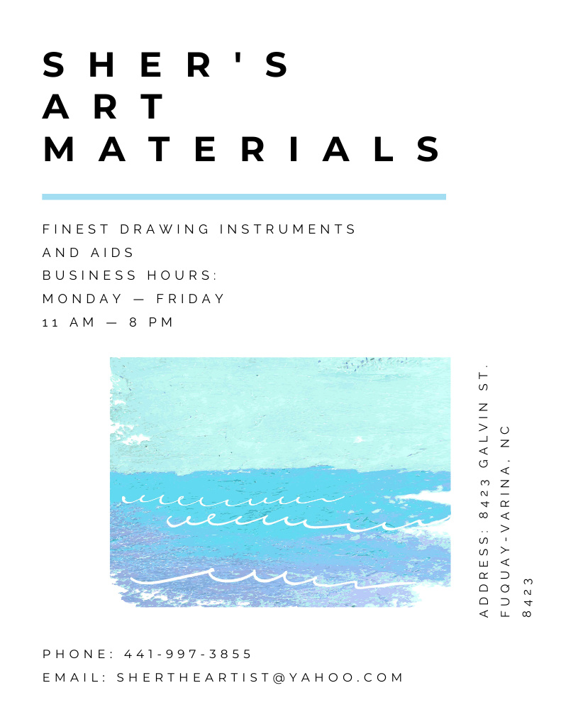 Designvorlage Outstanding Art Material Store Ad with Sea Landscape für Flyer 8.5x11in