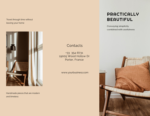 Stylish Wooden Interior Decoration Brochure 8.5x11in – шаблон для дизайна