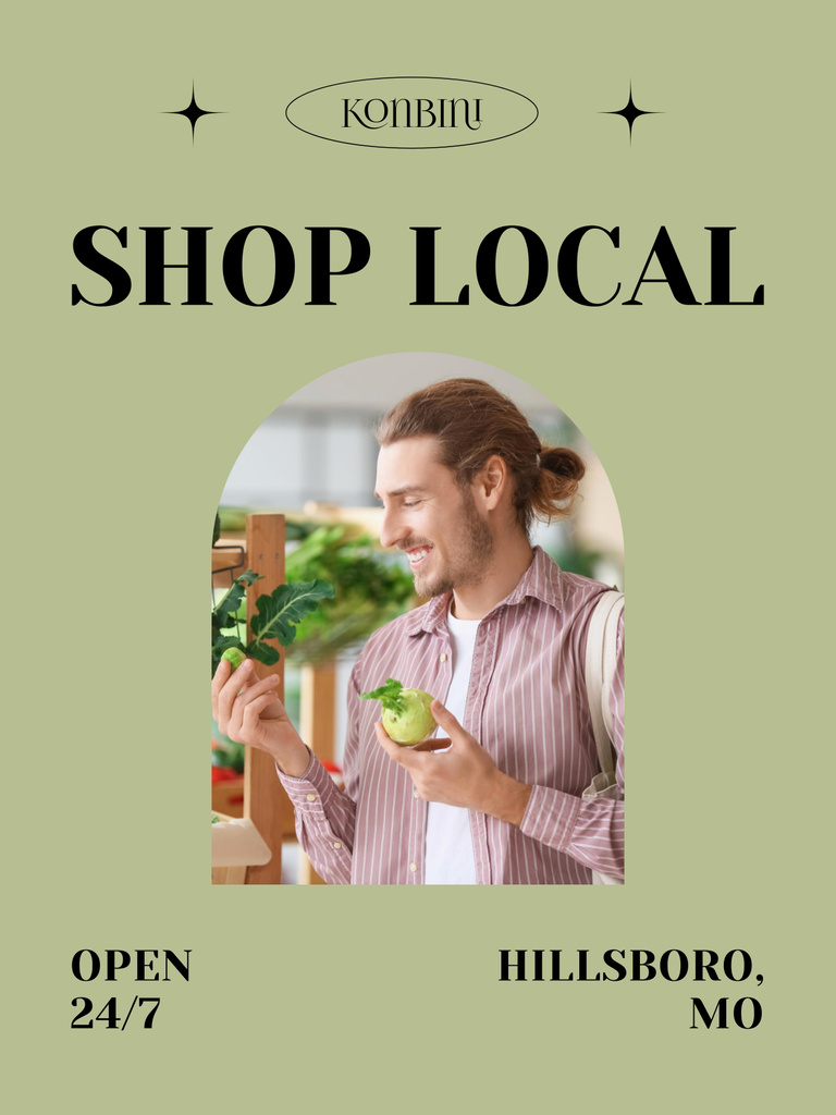 Man in Local Grocery Shop Poster 36x48in – шаблон для дизайна