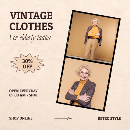 Szablon projektu Senior woman for vintage clothes discount Instagram AD