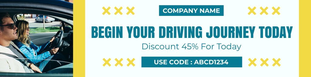 Designvorlage Affordable Driving School Services With Discount And Promo Code für Twitter