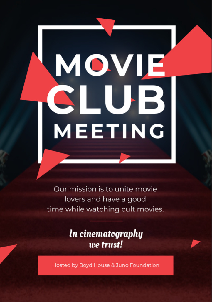 Movie Club Meeting Announcement with Vintage Projector Flyer A7 Design Template