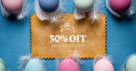 Easter Decor Offer with Colorful Eggs Facebook AD Design Template