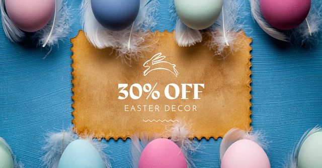 Easter Decor Offer with Colorful Eggs Facebook ADデザインテンプレート