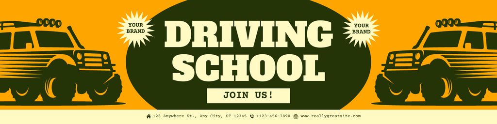 Driving School Classes Promotion With SUV Car Twitter Πρότυπο σχεδίασης