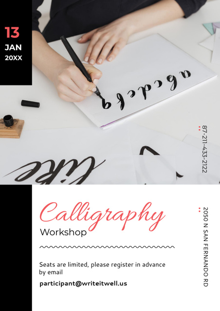 Get Ready for a Calligraphy Workshop Poster A3 Šablona návrhu